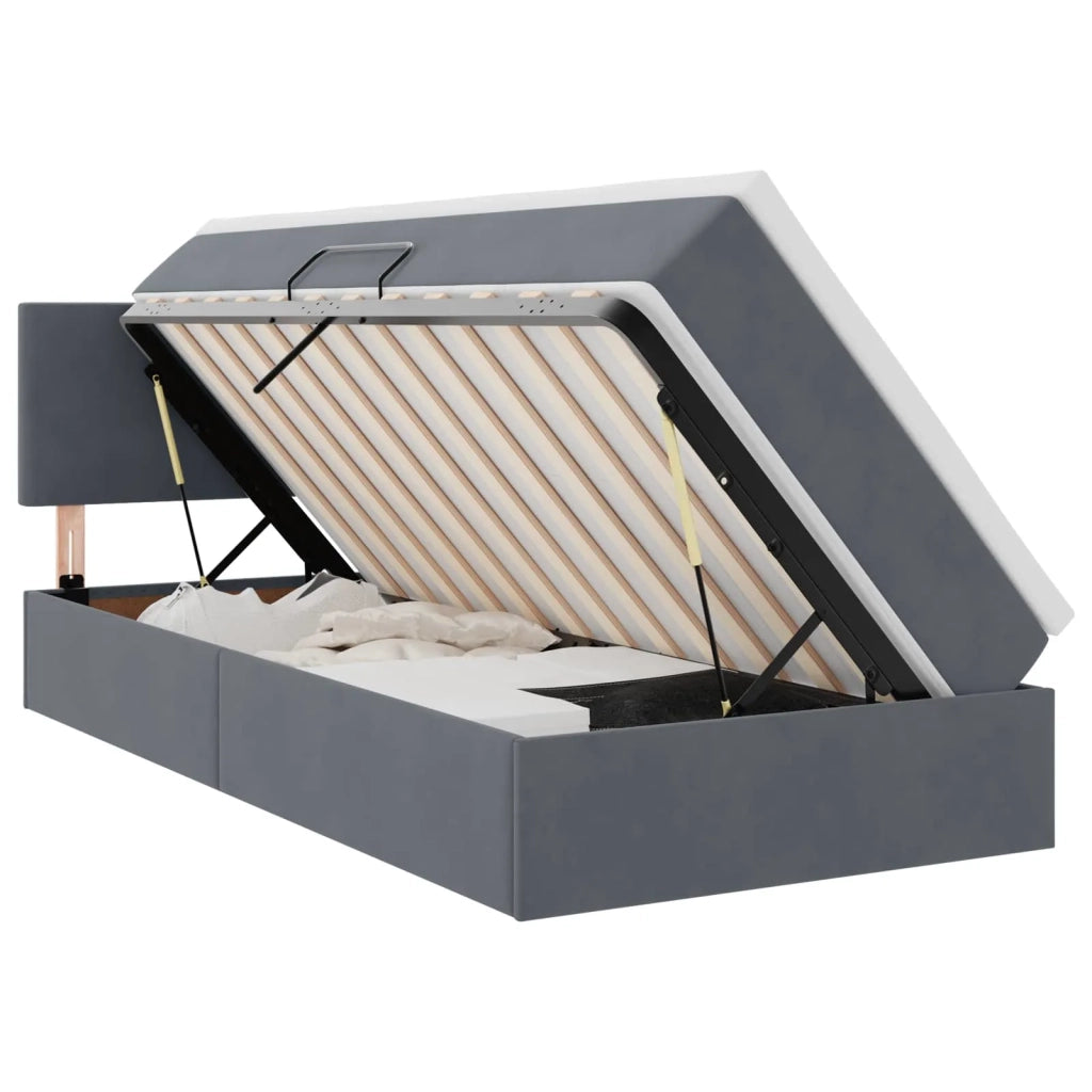 Letto con Contenitore Grigio scuro 100 x 200 cm Velluto