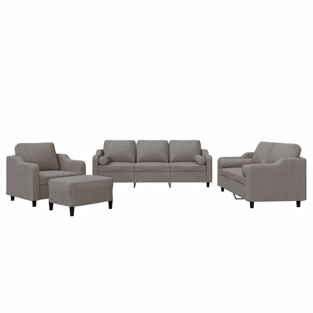 Set Divani 4 pz con Cuscini Tortora in Tessuto