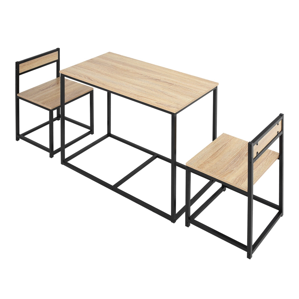 Set tavolo da pranzo con 2 sedie pieghevoli ¨C Xylo ¨C metallo nero effetto rovere chiaro