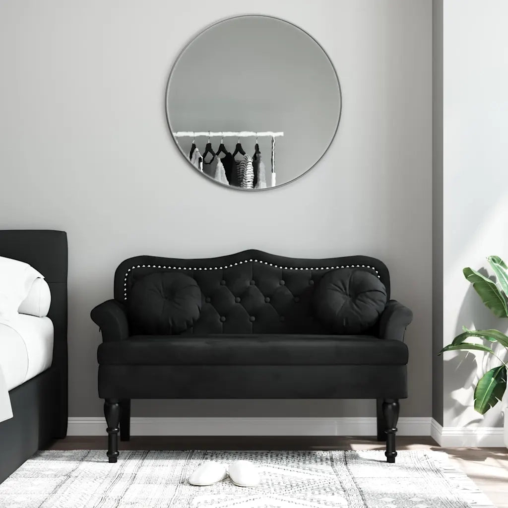 Panca con Cuscini Nera 120,5x65x75 cm Velluto 372145