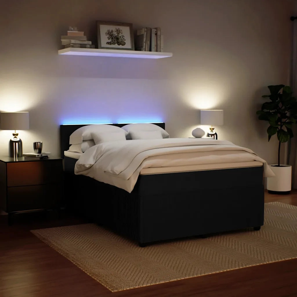 Giroletto a Molle con Materasso Nero 140x200 cm in Velluto 3290054