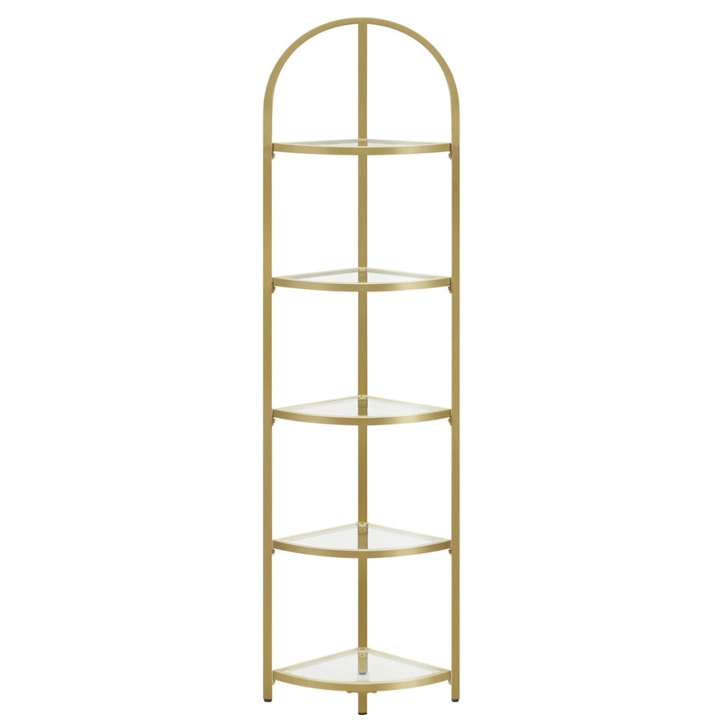 Scaffale angolare di design a arco in oro e vetro