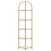 Scaffale angolare di design a arco in oro e vetro