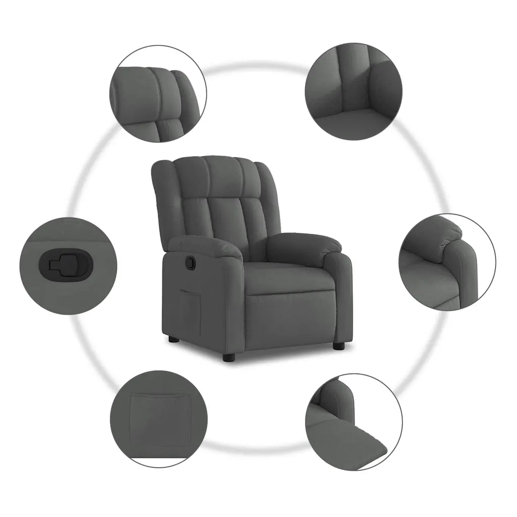 Poltrona reclinabile in tessuto grigio scuro 3205773
