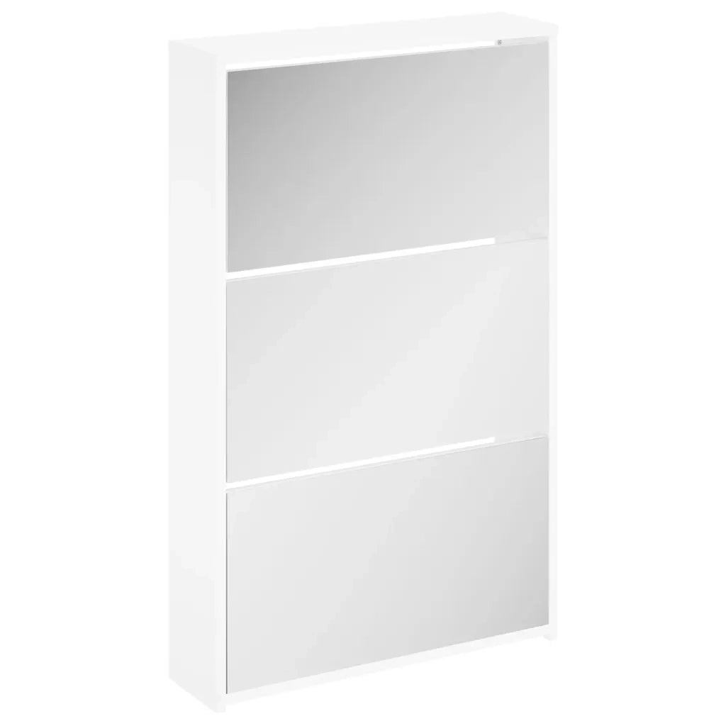 Scarpiera con 3 Ripiani e Specchio Bianco 63x17x102,5 cm 243048