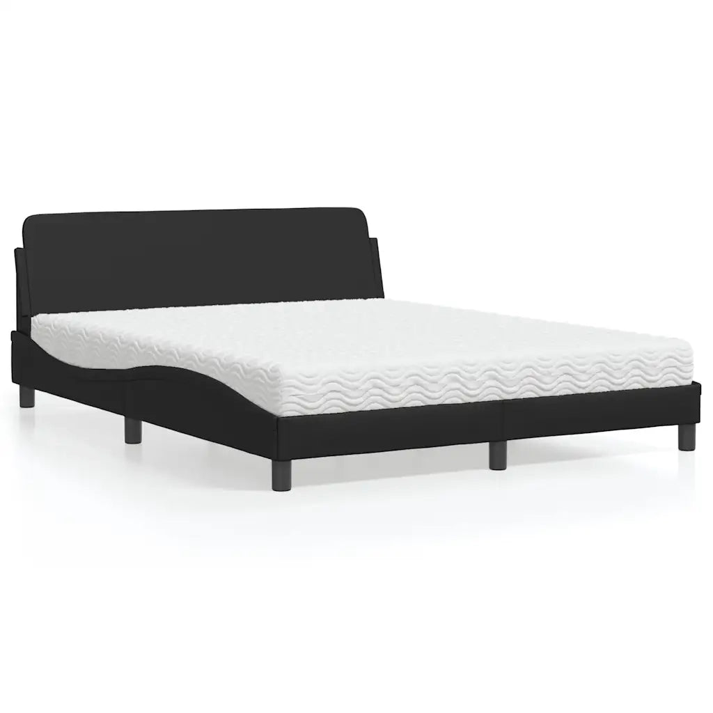 Letto con Materasso Dover Nero 160x200 cm in Similpelle 3208437
