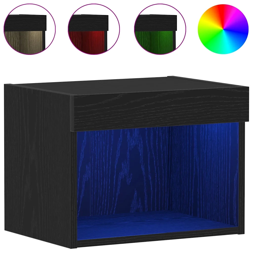 Set mobile TV con led 2 pcs Rovere Nero 40 x 30 x 30 cm 863103