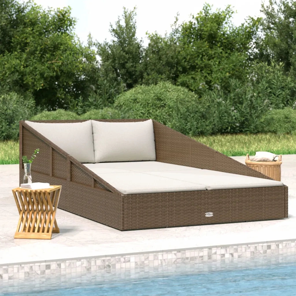 Lettino Prendisole Marrone 201x139 cm in Polyrattan