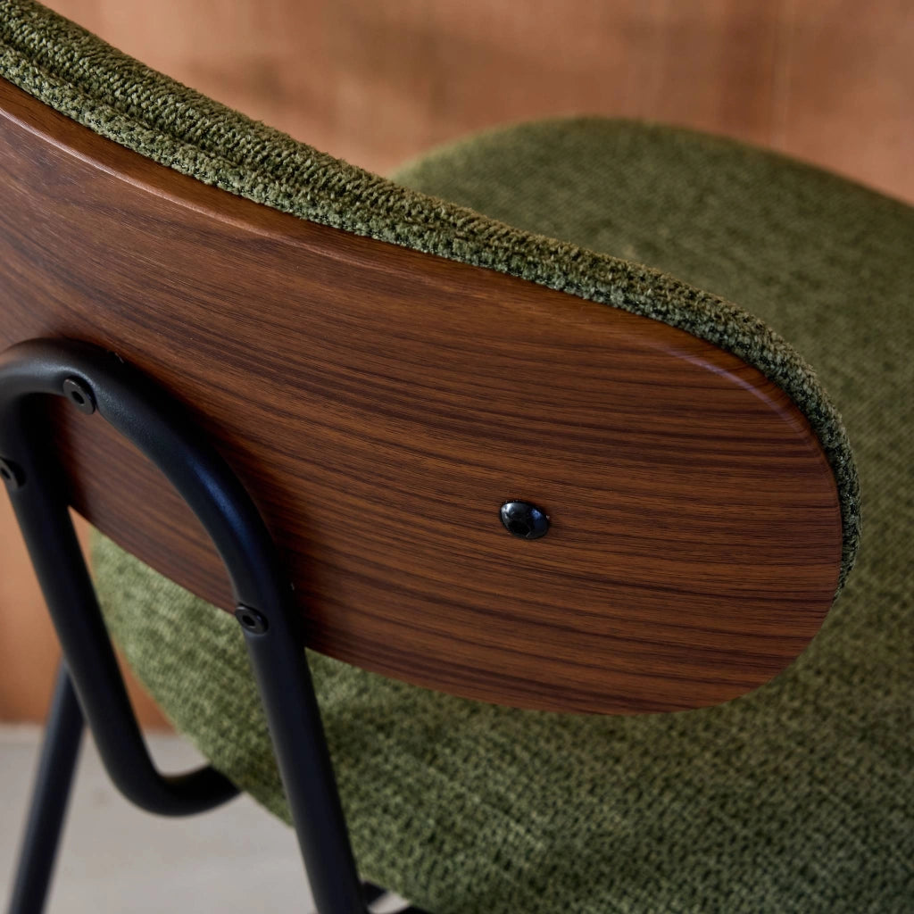 Set di 2 sgabelli da bar legno curvato tinto noce e tessuto