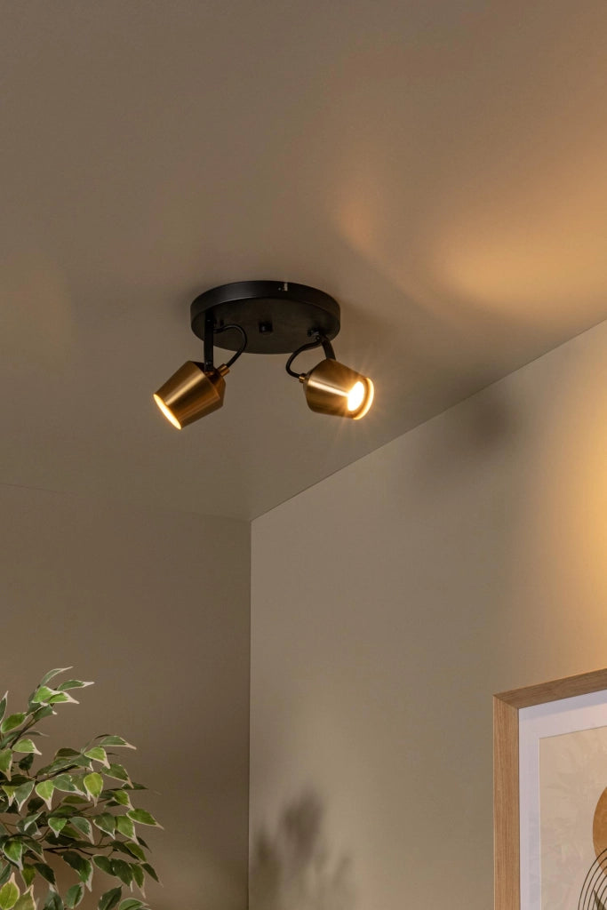Faretto soffitto moderno EMILE 2xGU10 oro/nero Lucide