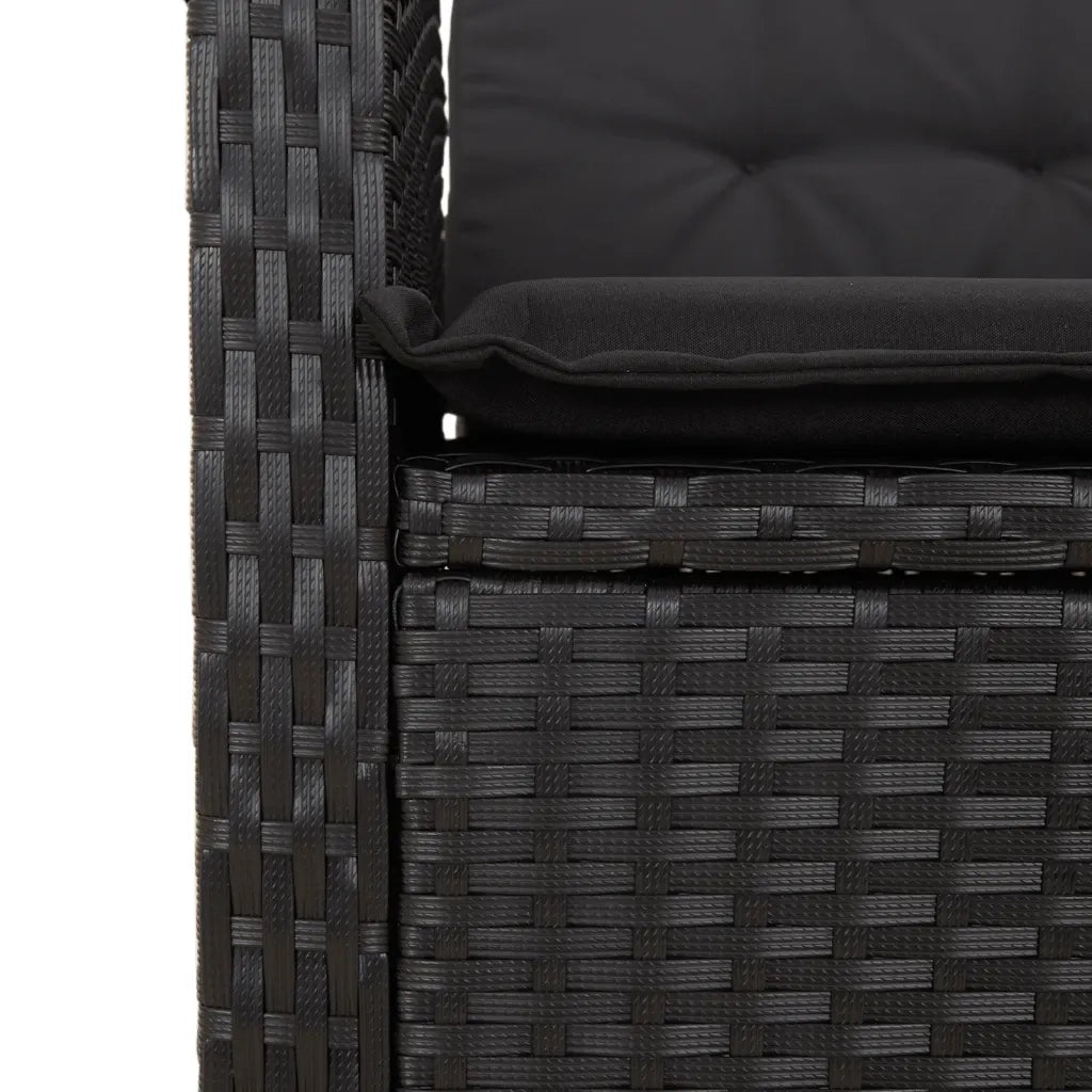 Set da Pranzo da Giardino 9 pz con Cuscini Nero in Polyrattan 3212669