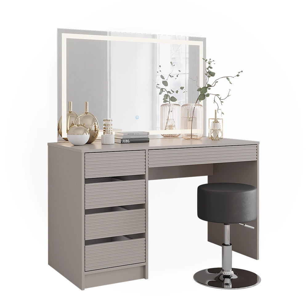 Vicco Tavolo da toilette Cachemire 120 cm con specchio LED e sgabello