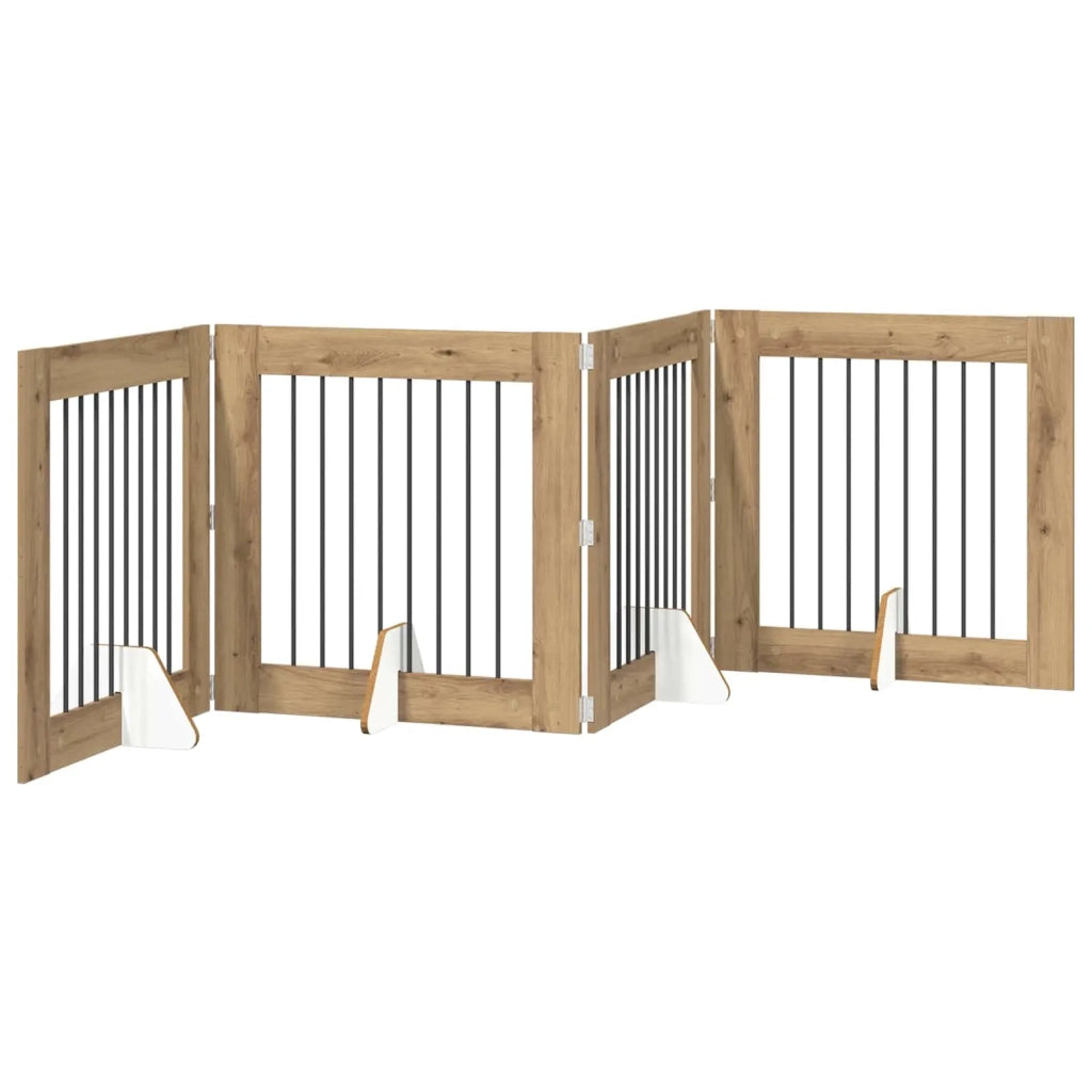 Cancello per cani pieghevole con supporti 4 pz 321 cm 892084