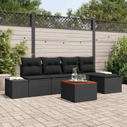 Set Divano da Giardino con archiviazione 6 pcs Nero polyrattan 3356616