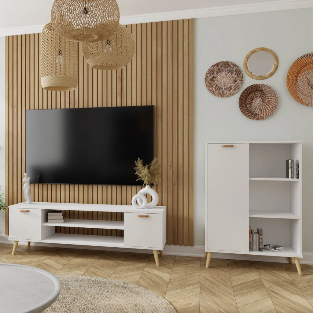 Mobile porta TV Focus in stile scandinavo bianco 155 cm