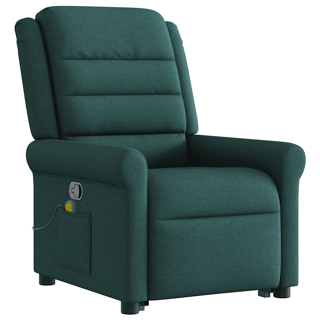 Poltrona Alzapersona Massaggiante Verde Scuro in Tessuto 3303330