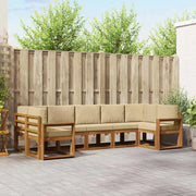 Set di divani da esterno con cuscino 7 pcs Naturale e Beige 3366926