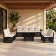 Set Divano da Giardino 9 pz Nero e Bianco Crema polyrattan 3436624