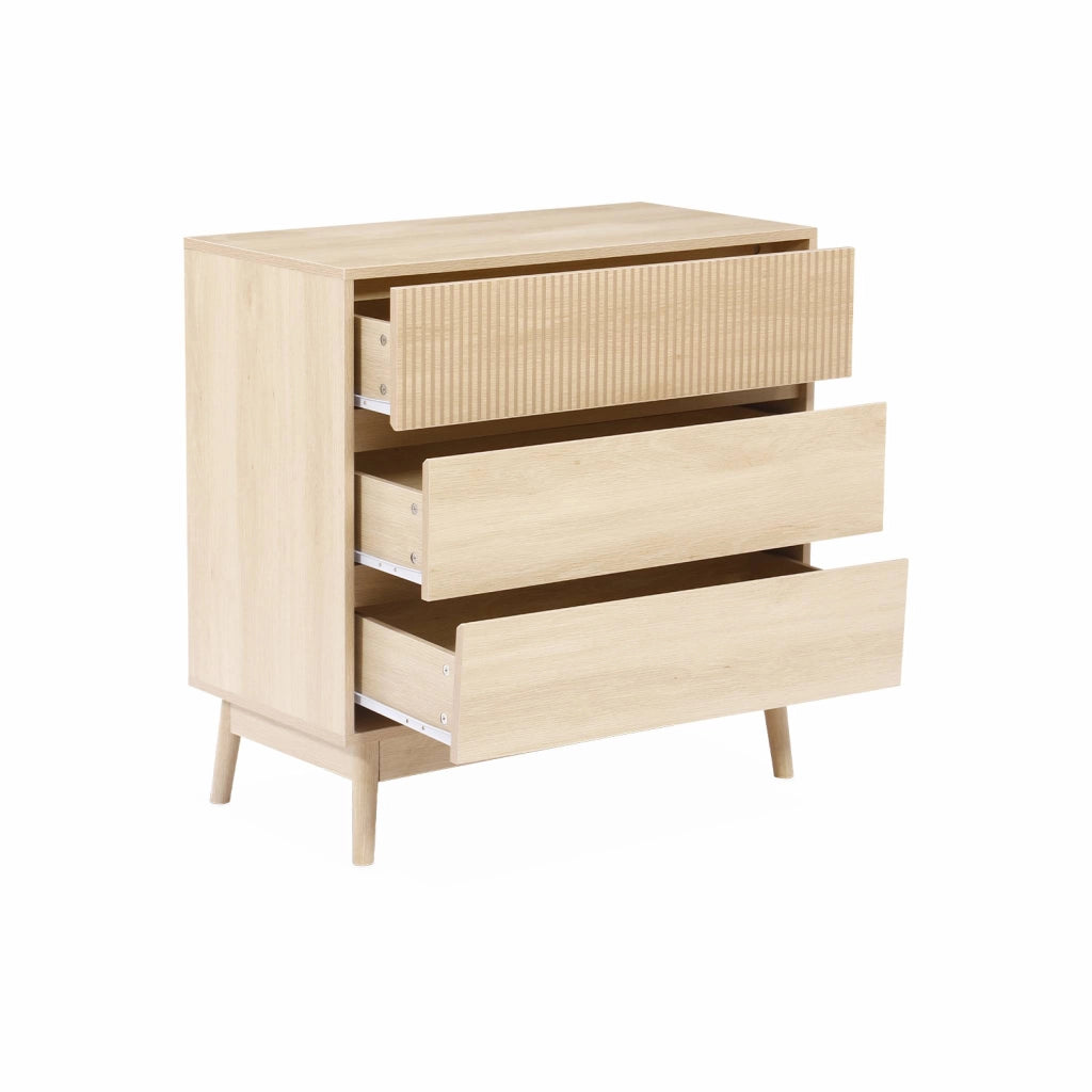 Cassettone effetto legno, 3 cassetti, marrone chiaro