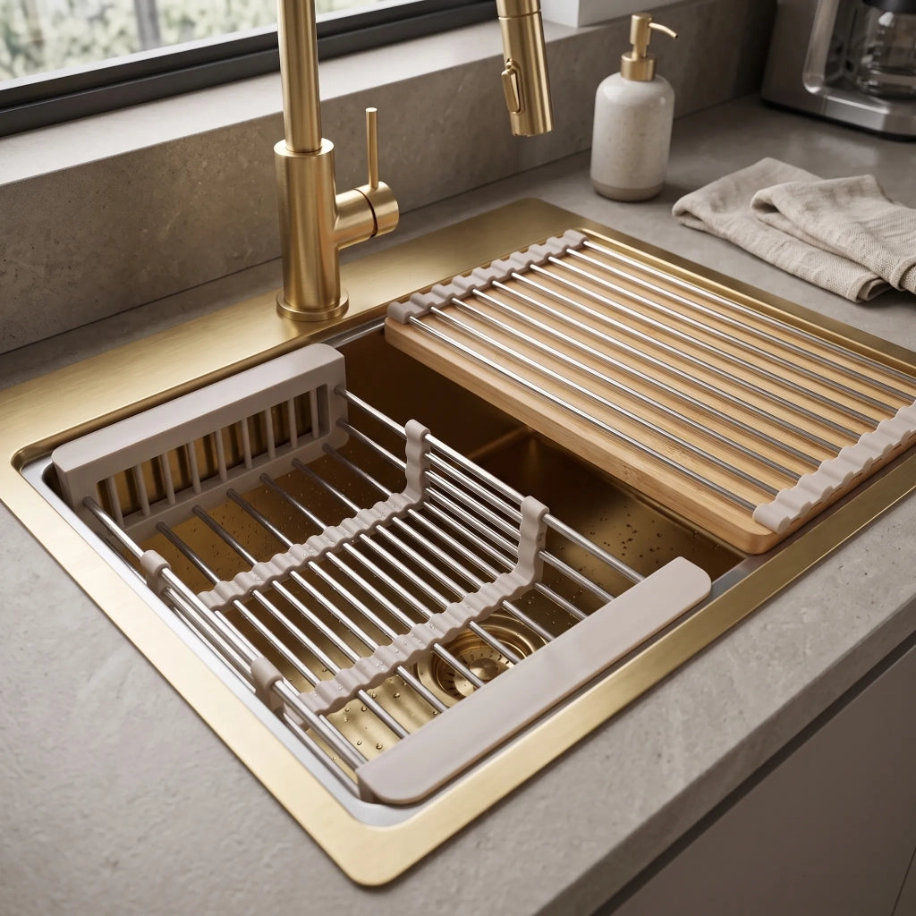 Set Di Accessori Per Lavello Da Cucina 3 Pz. Rea Beige