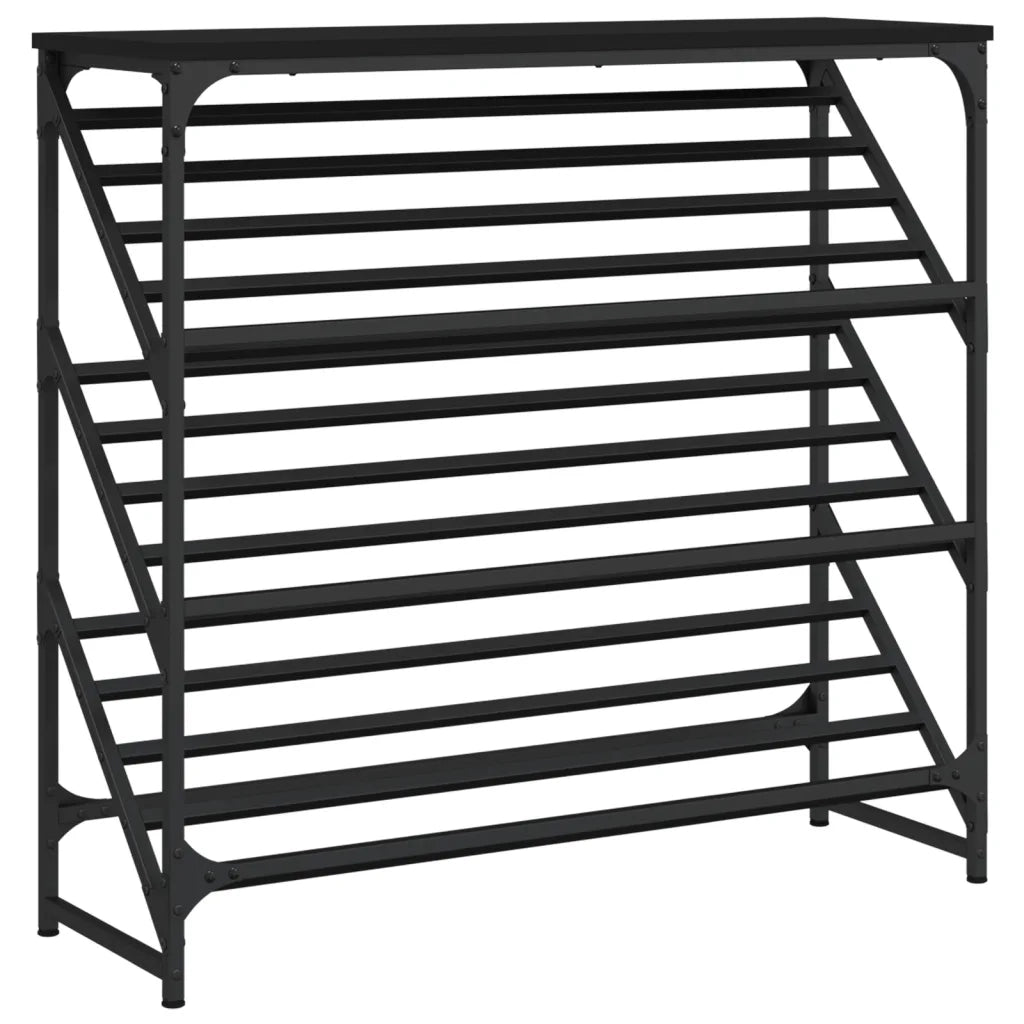 Scarpiera | Mobile per scarpe Nera 90x30x85 cm in Legno Multistrato