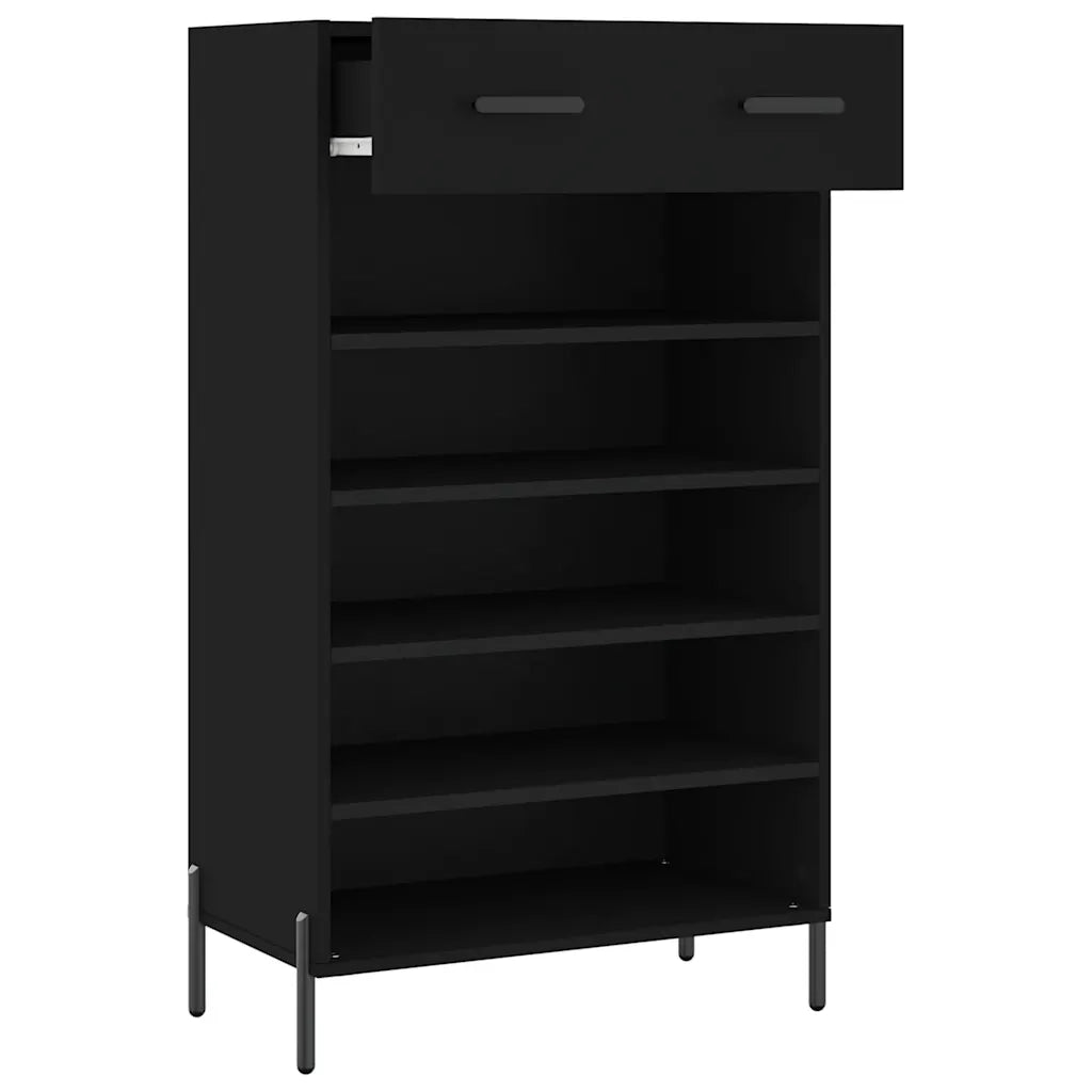 Scarpiera | Mobile per scarpe Nera 60x35x105 cm in Legno Multistrato