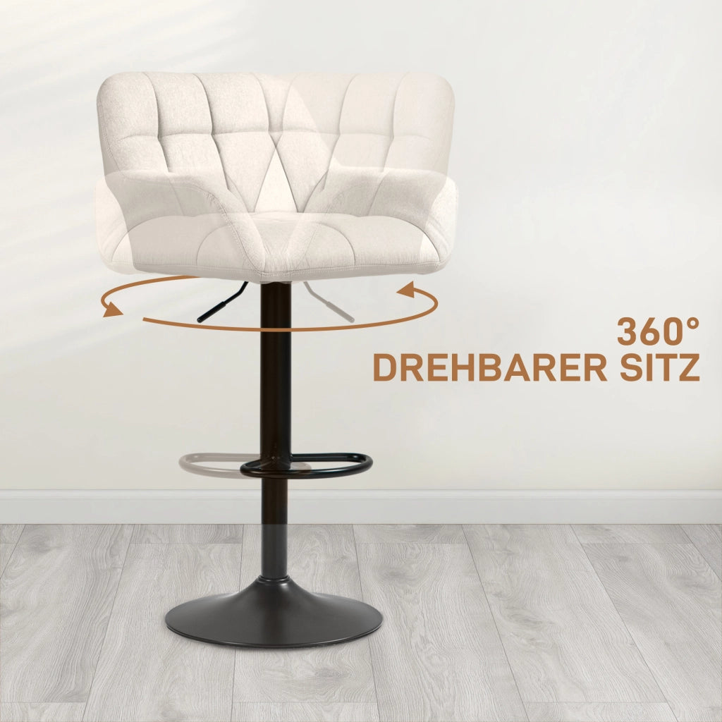 Sgabelli 2 Pezzi Design Retr¨° Altezza Regolabile ¨C Zephmum ¨C Ecopelle Creme + Nero