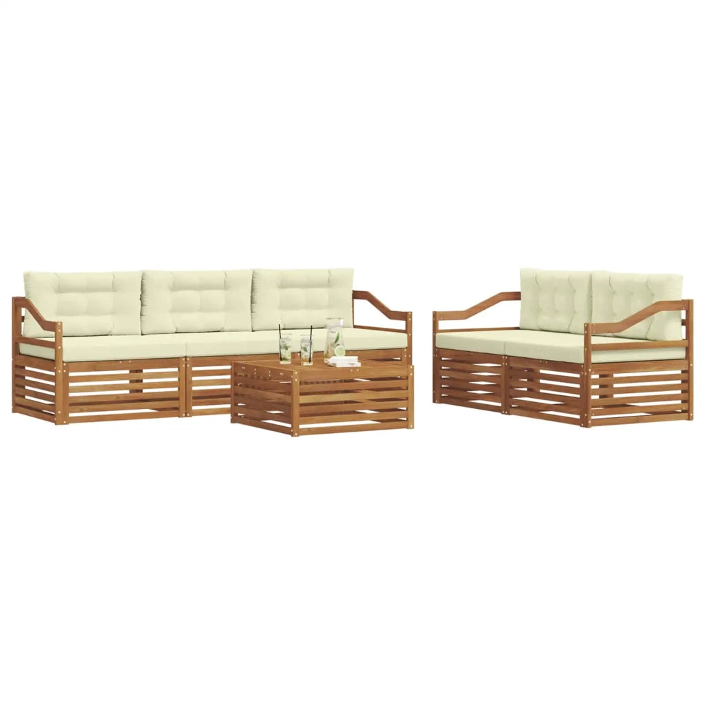 Set di divani da esterno con cuscino 6 pcs Naturale e Crema 3373035