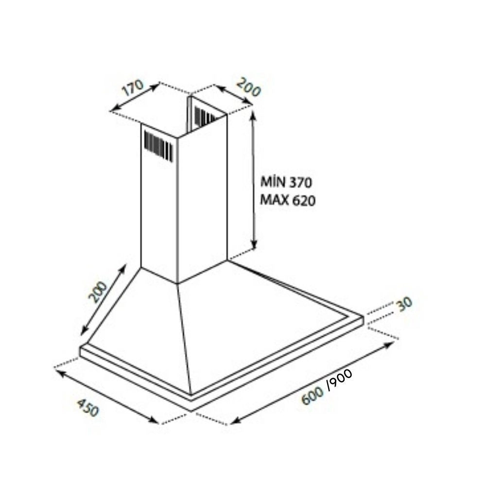 Cappa a piramide 60 cm Eolo 60 nera Samet EFFEZ
