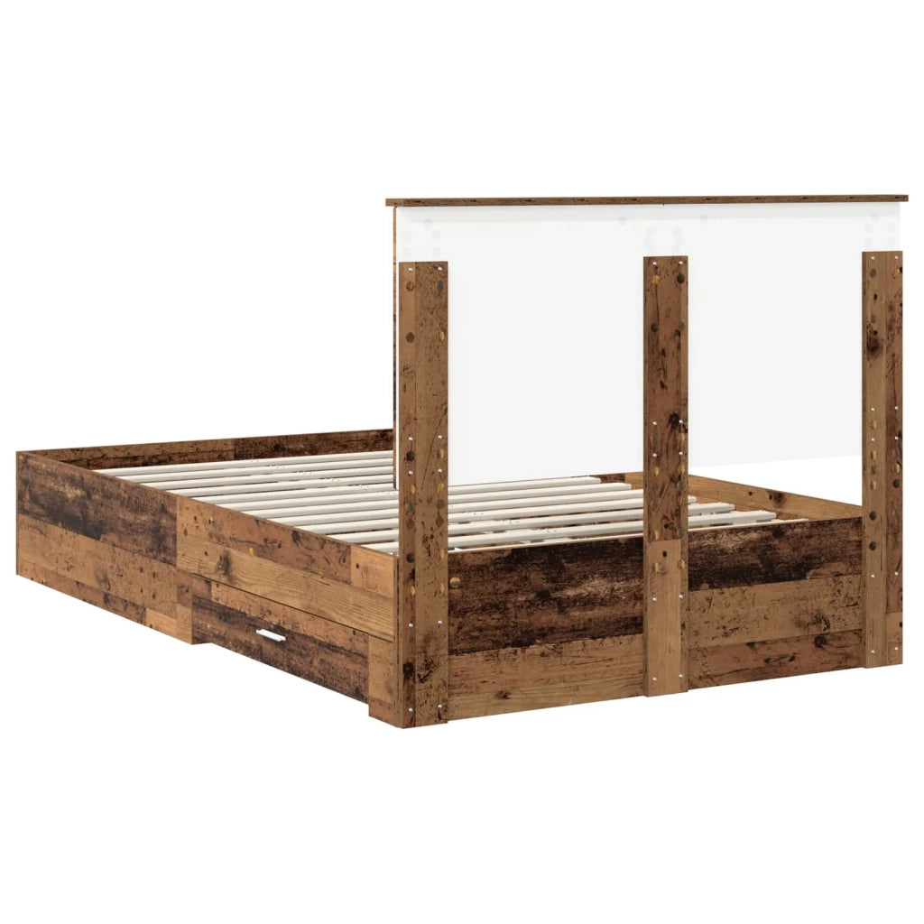 Letto matrimoniale | Letto per adulti | Struttura del letto con testiera Legno vecchio 120 x 190 cm