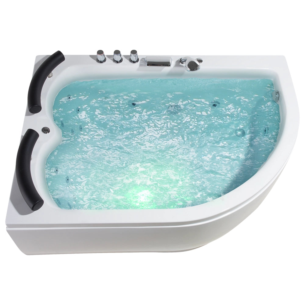 Vasca Idromassaggio Acrilico Bianco Luci LED Angolare versione destra 158 x 113 cm