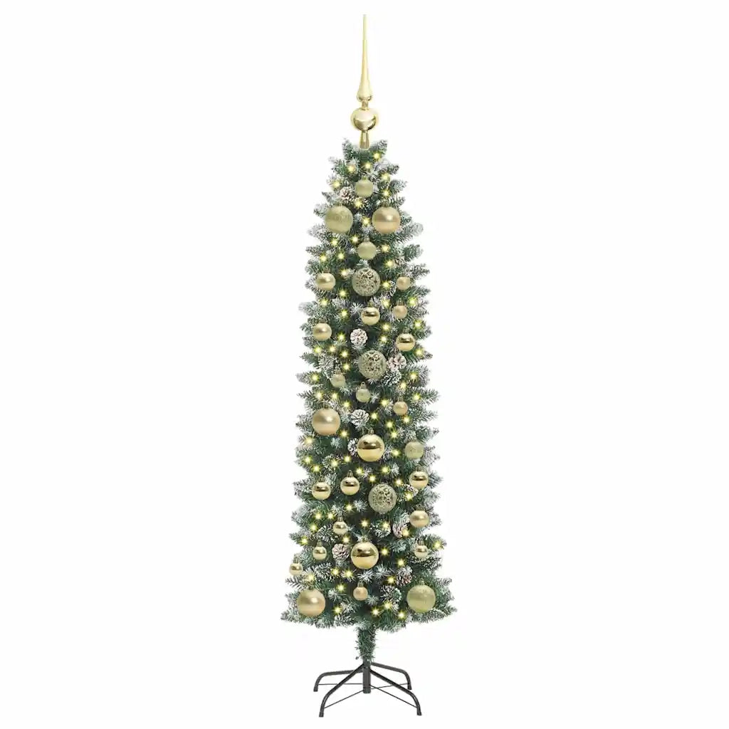 Albero di Natale Artificiale Sottile Verde e Bianco 150 cm 3395285