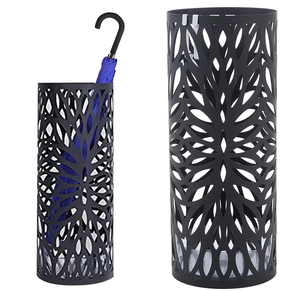 Portaombrelli in Ferro Design Rotondo Stand Nero Vaschetta Salvagoccia