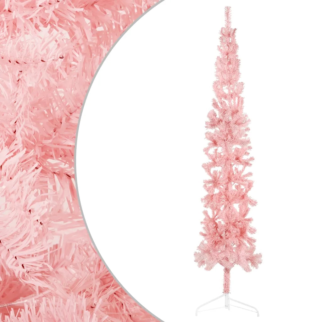 Albero Natale | Decorazioni natalizie Artificiale Sottile a Met¨¤ e Supporto Rosa 240 cm