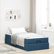 Struttura letto con materasso 2 pcs-Giroletto Blu Tessuto 686061