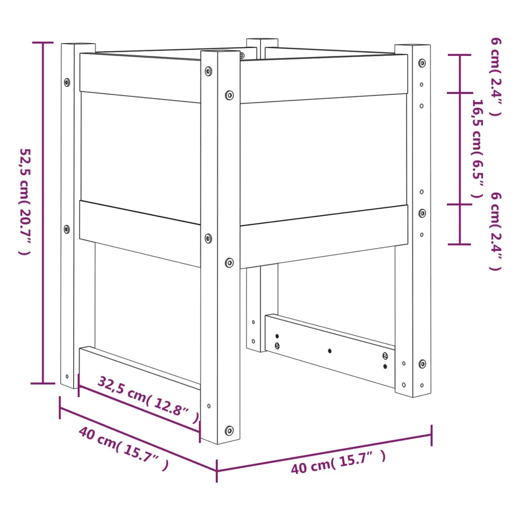 Fioriera | Cassetta per fiori | Vaso Marrone Ambra 40x40x52,5 cm in Legno Massello di Pino