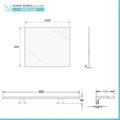 Specchio LED 100x60 cm reversibile con luce naturale
