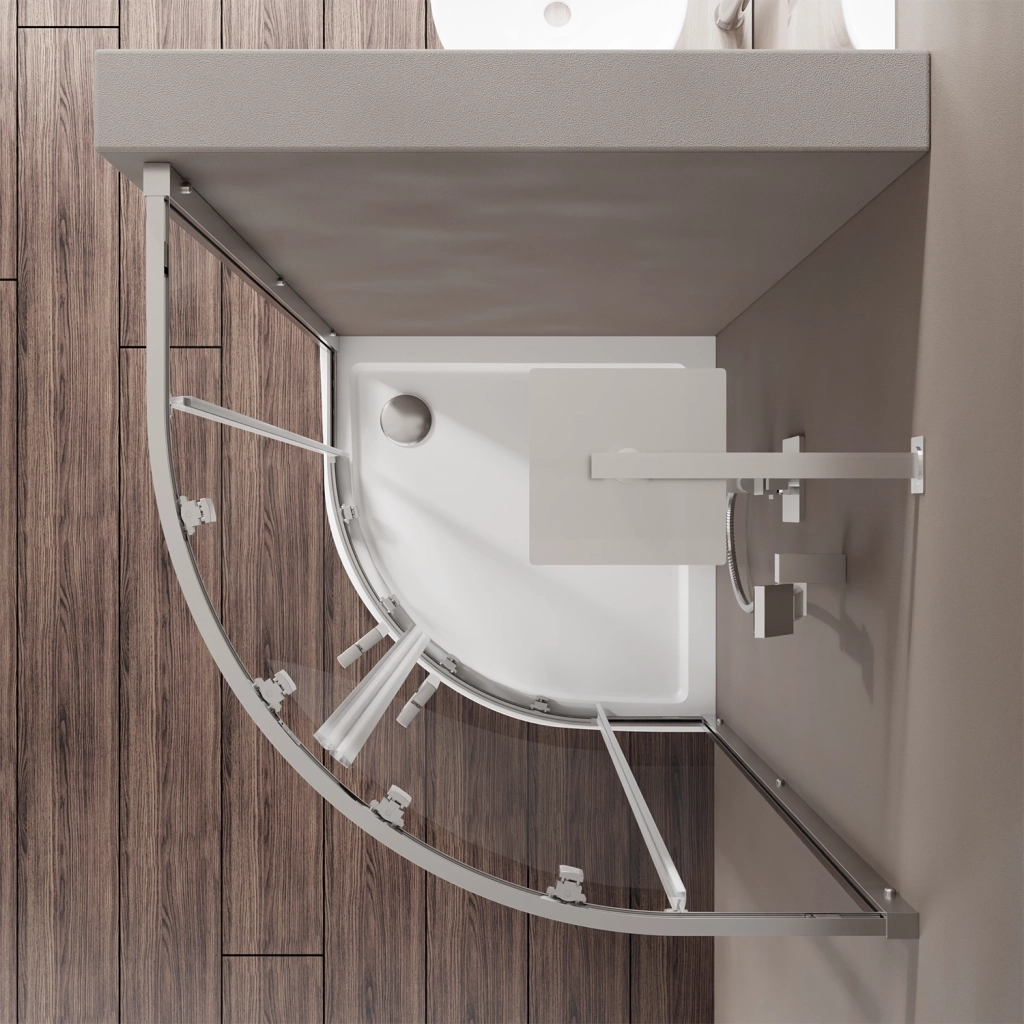 Box doccia 80x80cm semicircolare apertura scorrevole cristallo 6mm trasparente | Java