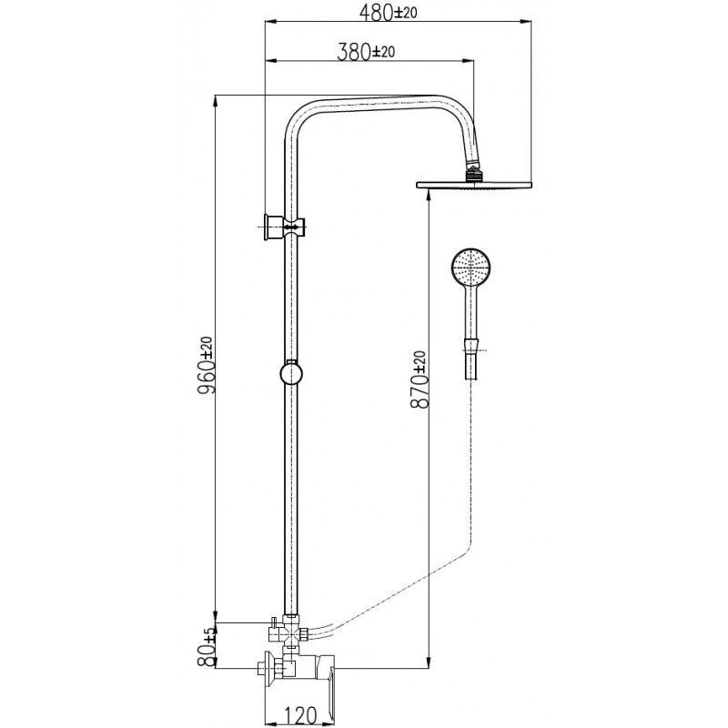 Colonna doccia NIL in ottone dorato H. 116 cm