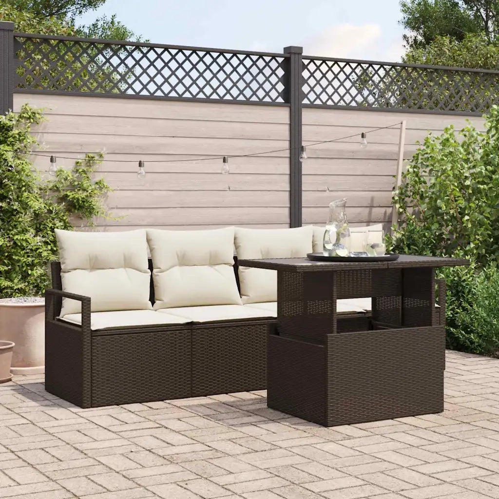 Set Divano da Giardino 5 pcs Marrone Poly Rattan 3357461