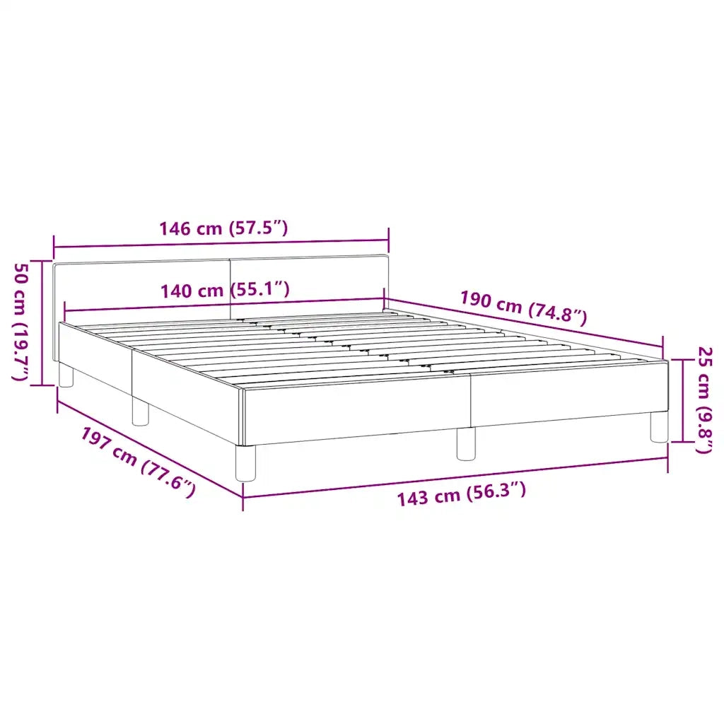 Giroletto con Testiera senza Materasso Blu 140x190 cm Tessuto 347413