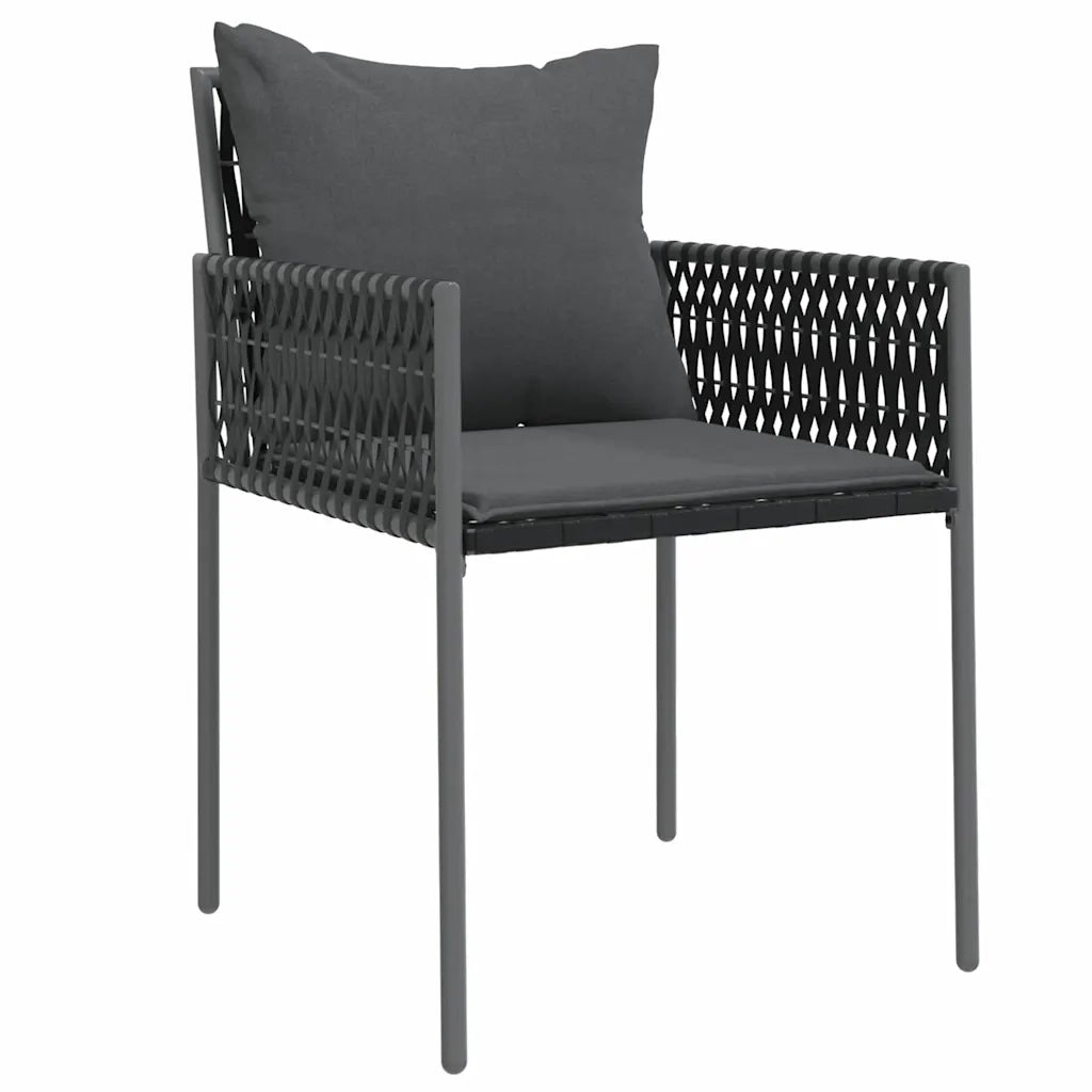 Set da Pranzo per Giardino 7 pcs Nero e Grigio Rattan in PE 3379105