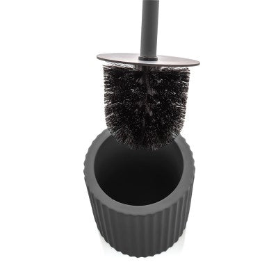 Scopino wc grigio in ceramica soft touch con setole nere Spring