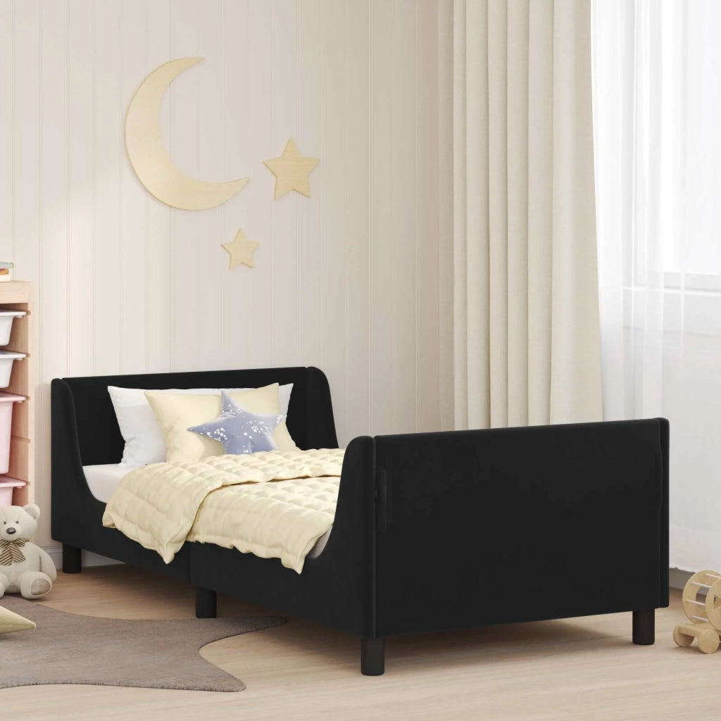 Struttura letto bambini con testata Nero 90 x 190 cm Velluto