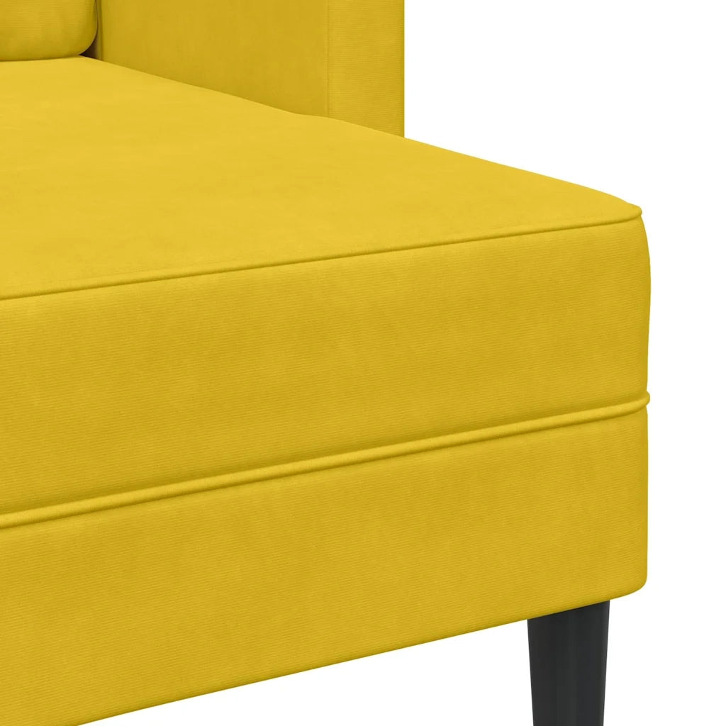 Divano 2 Posti con Chaise longue a L Giallo 125 cm Velluto 4107074