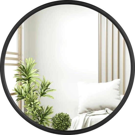 Specchio Rond con Bordo Nero - 40x40 cm - Stile Moderno