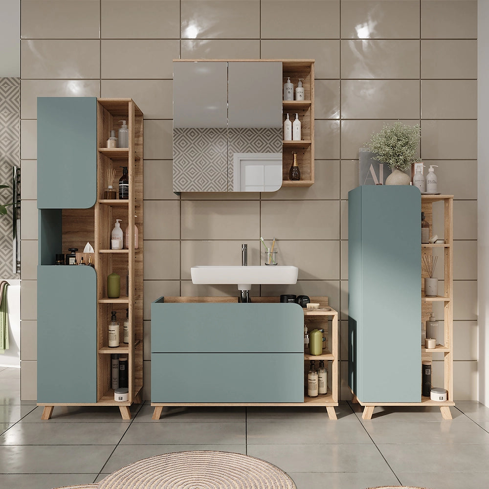 Vicco Mobile a specchio Sonoma/blu 80 x 75 cm con specchio