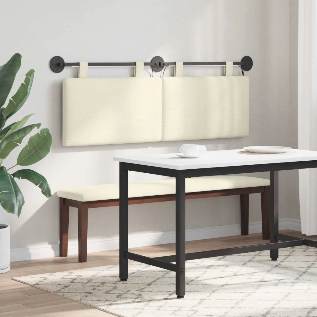 Testiera | Testata sospesa Con luce LED Crema Tessuto in Cords