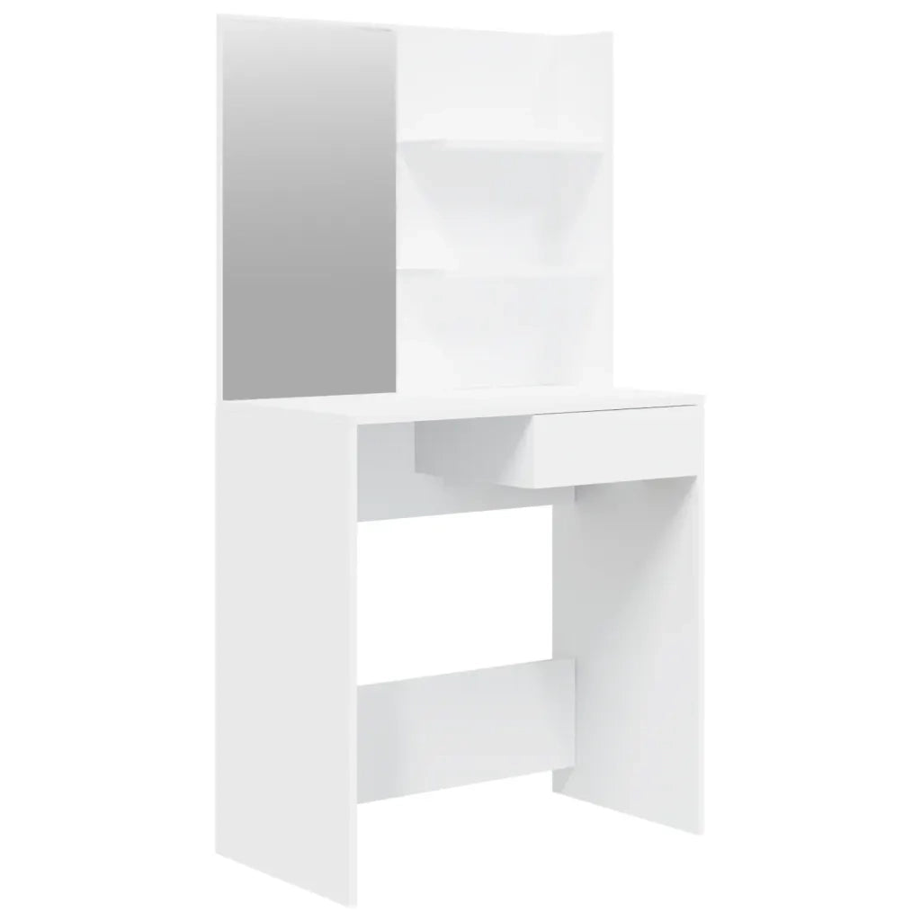 Toeletta con Specchio-Com¨°-Tavolo da trucco Bianco 74,5x40x141 cm