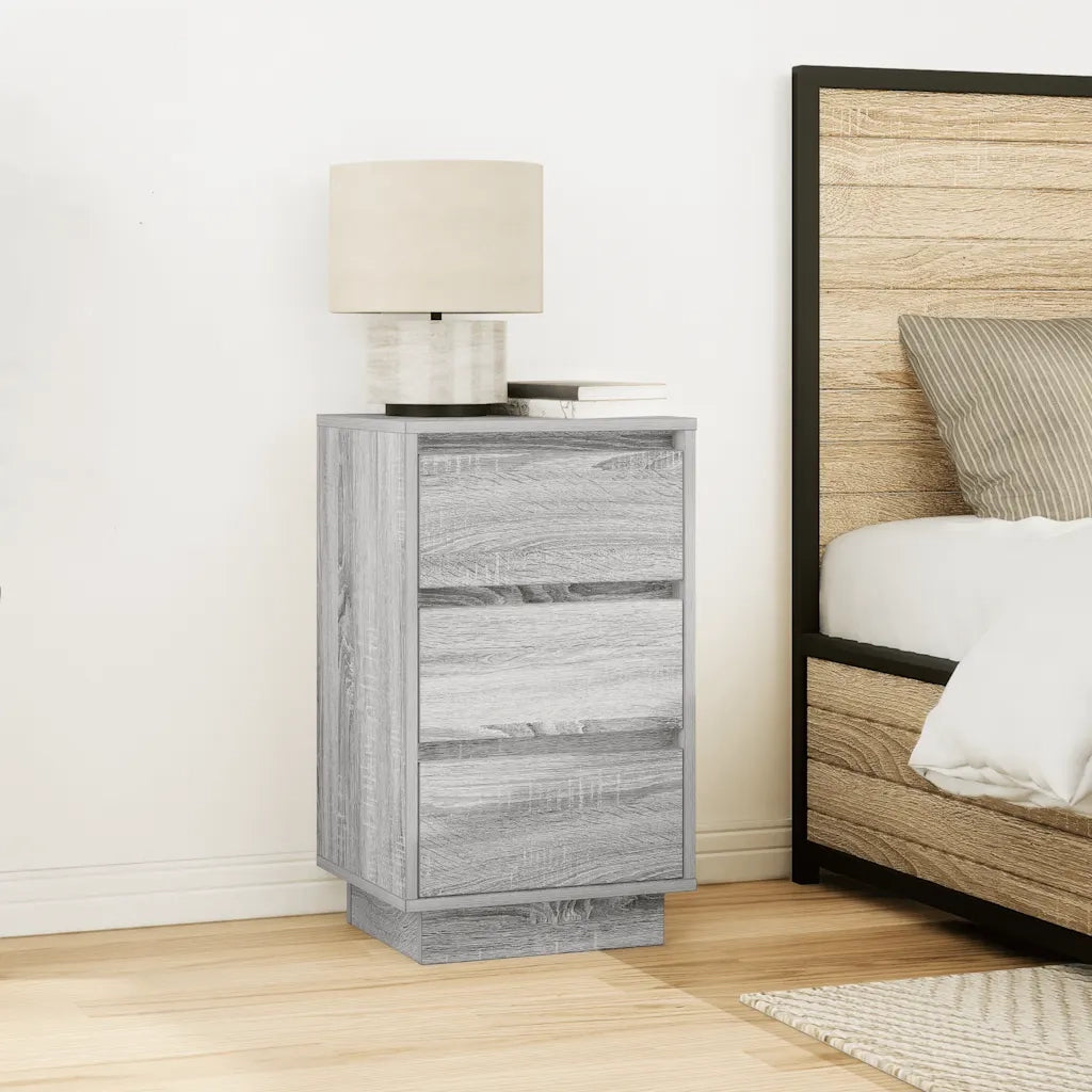 Comodino con Luci LED Grigio Sonoma 38x34x65 cm 861306